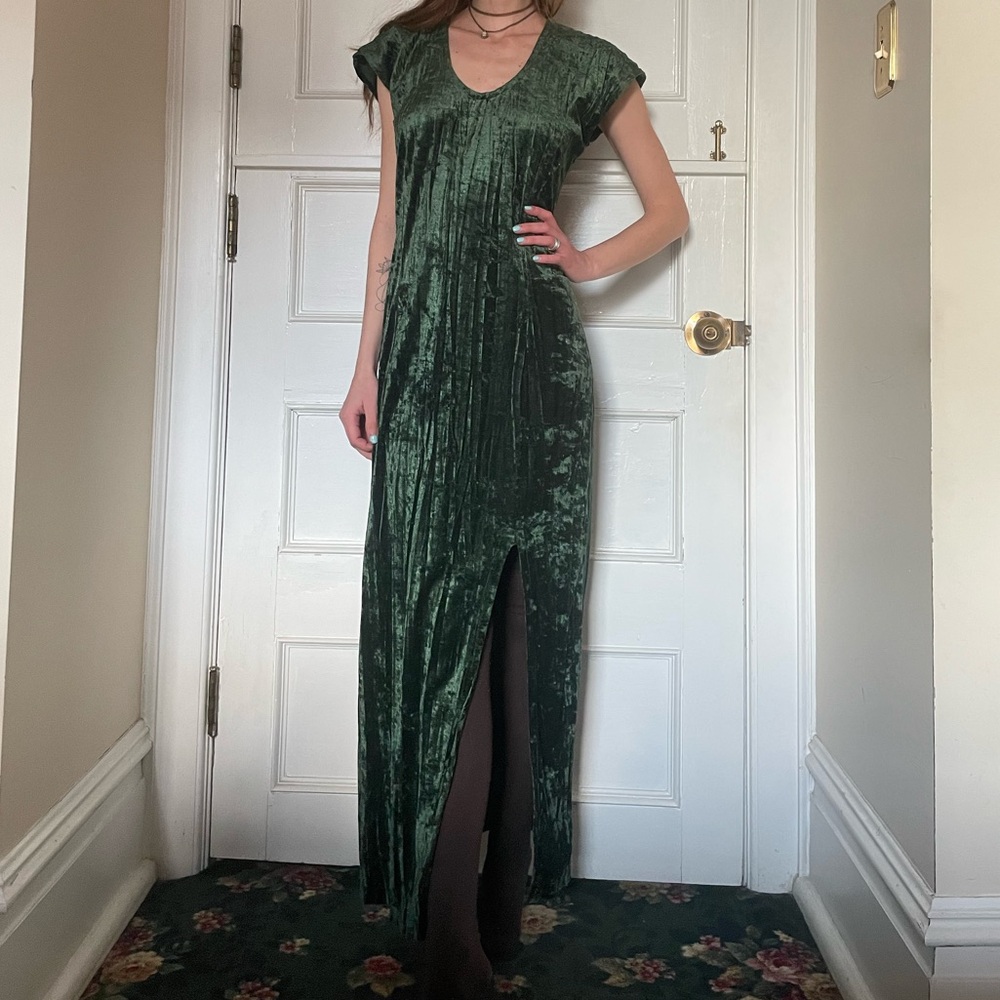 Vintage Green Velvet Dress